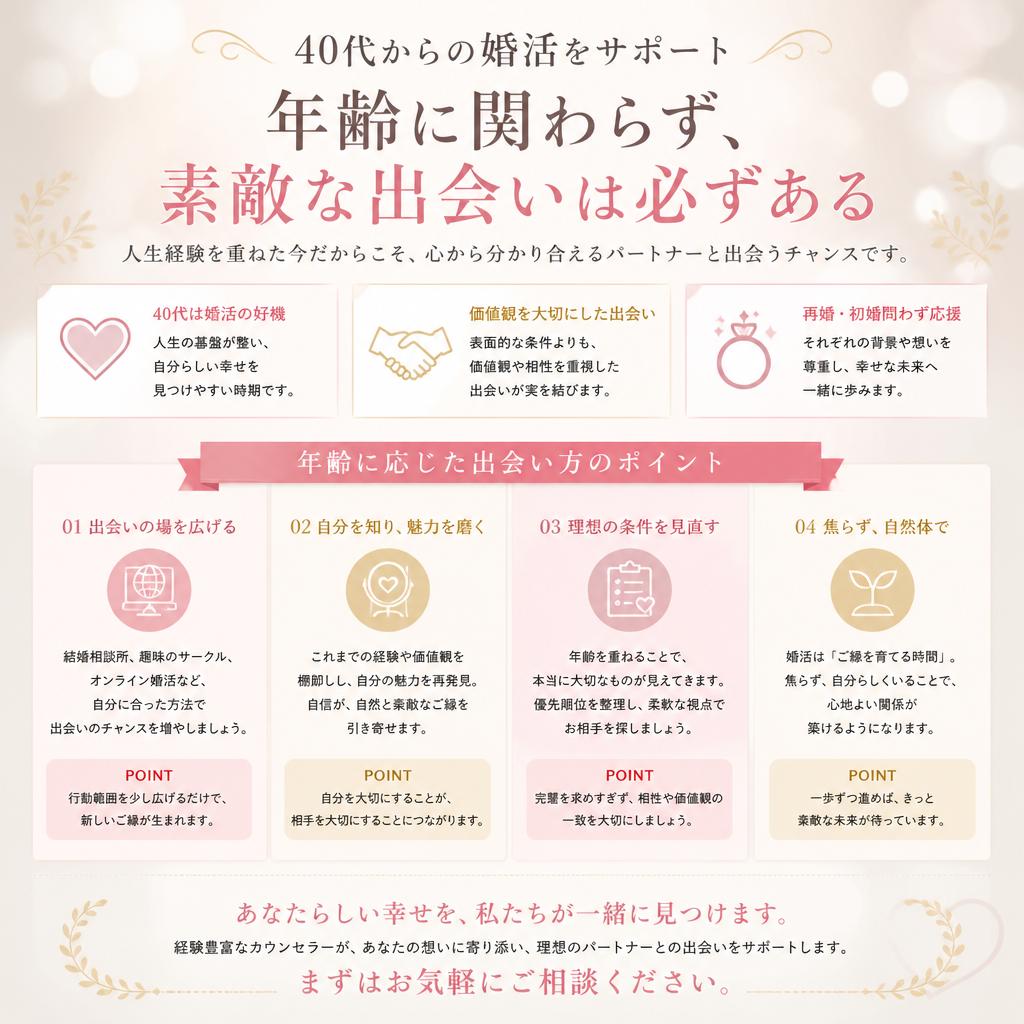 40代からはじめる新たな出会い
