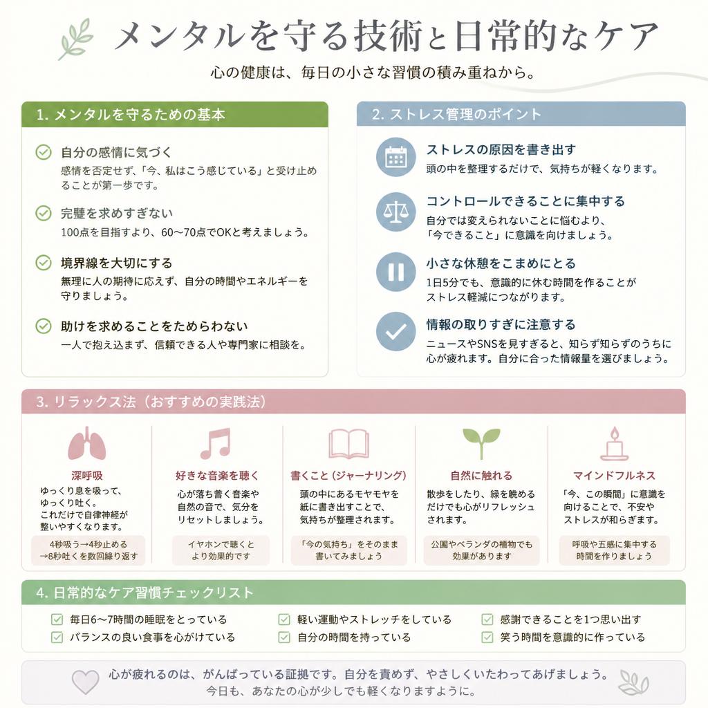 4. 心の健康を保つためのメンタル対策