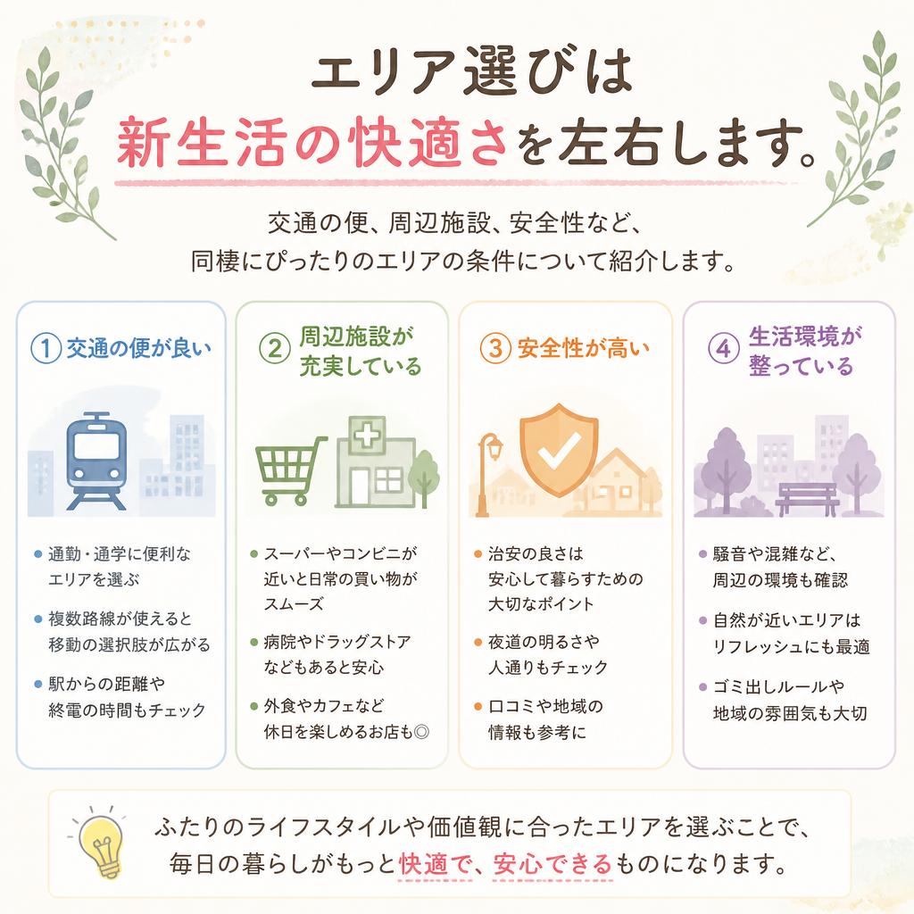 2. 同棲スタートに最適なエリアとは？