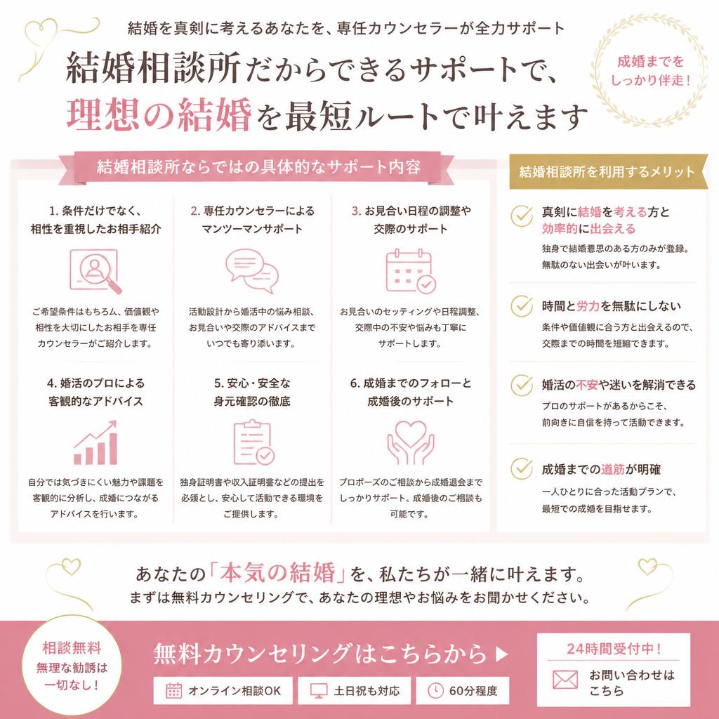あなたのお見合いを成功へ導くサポートがあります！